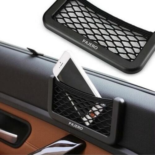 Universal Auto Seat Side Back Storage Net Bag Phone Holder Pocket Organizer Black for Mitsubishi pajero