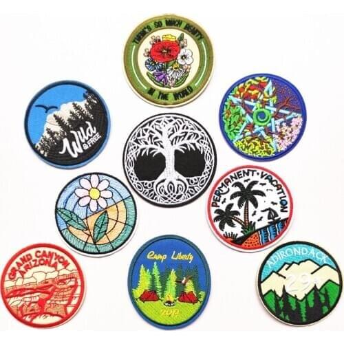 Punk Rock Round Patch Iron On Patches On Clothes Embroidered Patches For Clothing Stripe On T-shirt DIY Clothing Applique