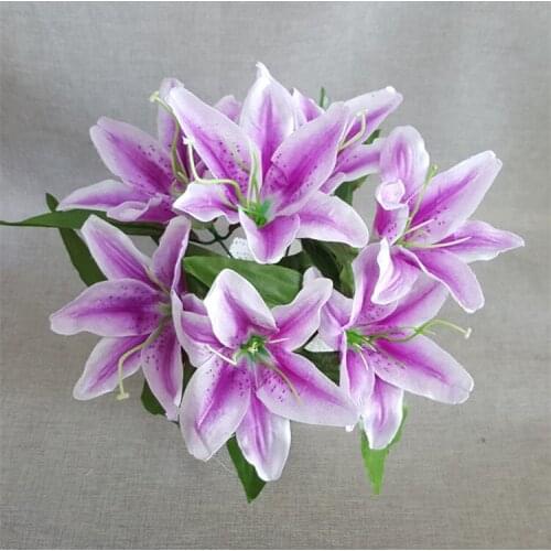 High quality 7 heads/bunch Artificial lily flower real touch simulation flower 35cm wedding home hotel office decoration Flower