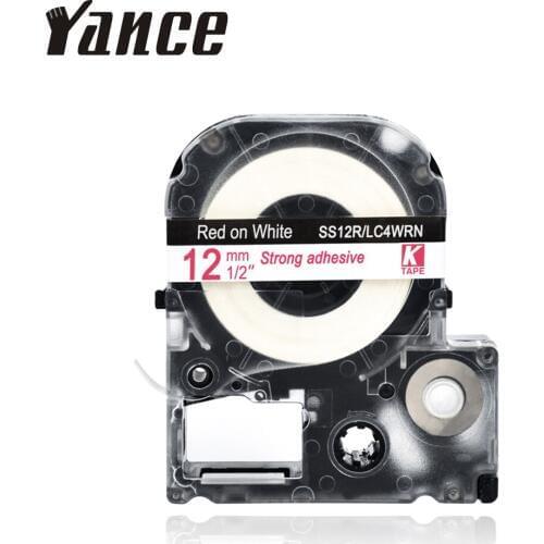 Yance 12mm Red on White SS12R LC-4WRN label tape Compatible kingjim/epson label maker machine LW300 LW400 lw-400 labelprinter