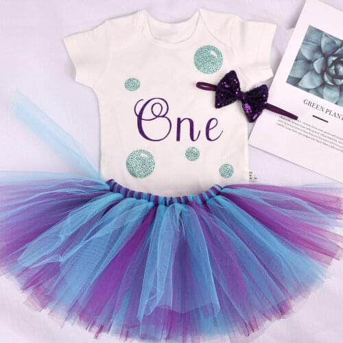 Baby Girl Mermaid First Birthday Tutu outfit Under the sea 1st Birthday Party costume Toddler Photo Props Cake Smash 2 styles