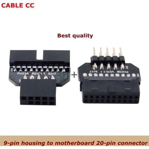 1set Reversible USB 2.0 9Pin Housing to Motherboard USB 3.0 20pin Header Female Adapter