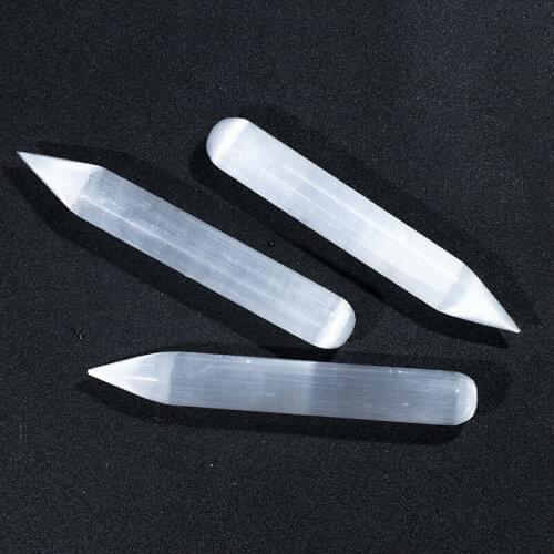 1pcs 150mm Rock selenite crystal quartz wand Himalayan white gypsum Gemstones massage stick Crystal Reiki healing 1pcs