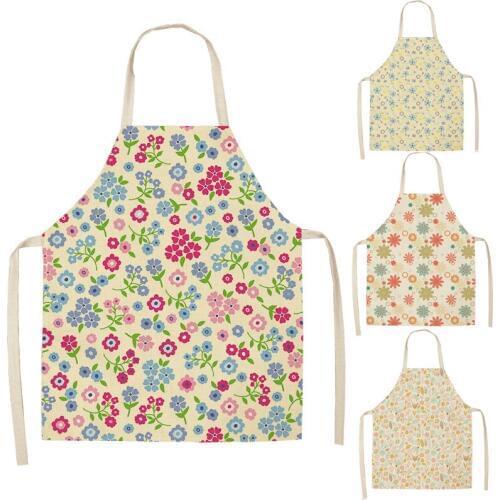 1 Pc New Floral Apron Women Housewife Kitchen Waist Aprons Sleeveless Checked Floral Apron