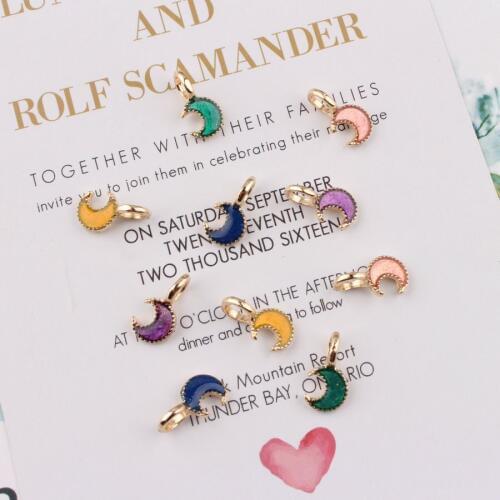 10pcs Diy jewelry accessories enamel shining moon charms metal gold alloy jewelry bracelet necklace floating charm fashion dangl
