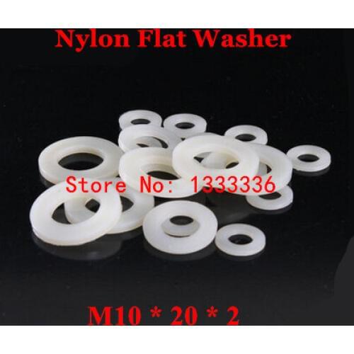 1000pcs M10*20*2 Nylon Flat Washer / M10 White Plastic Insulation Plain Ring Gasket Plated Spacers