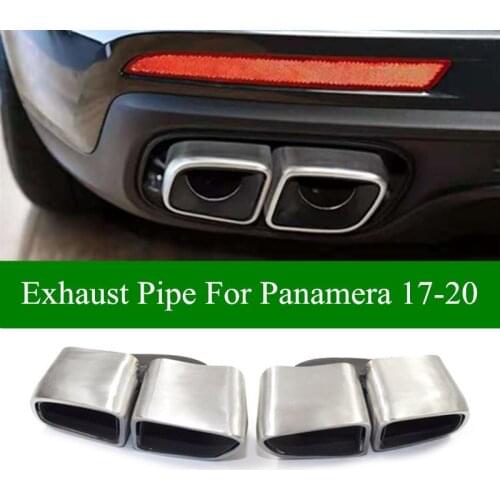 2 PCS Double Tubes Exhaust Pipe Muffler Nozzle Exhausts System For Porsche Panamera 2017-2020 Turbo Stainless Steel Car Rear Tip