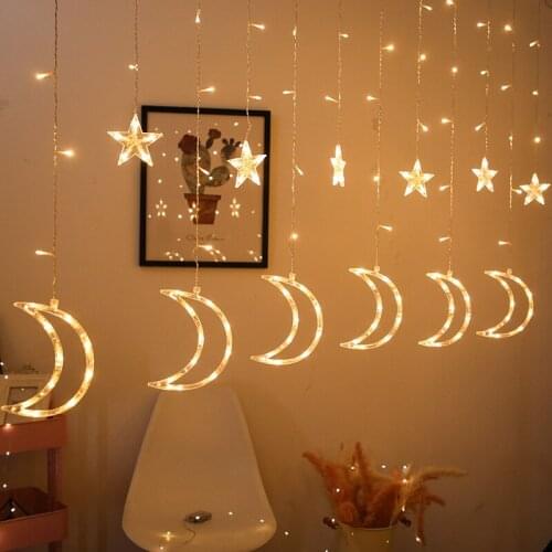 2021 Eid Star Moon LED light String Islamic 2021 Ramadan Kareem Pendant Home Decor Eid Al Adha EID Muslim Ramadan Decor