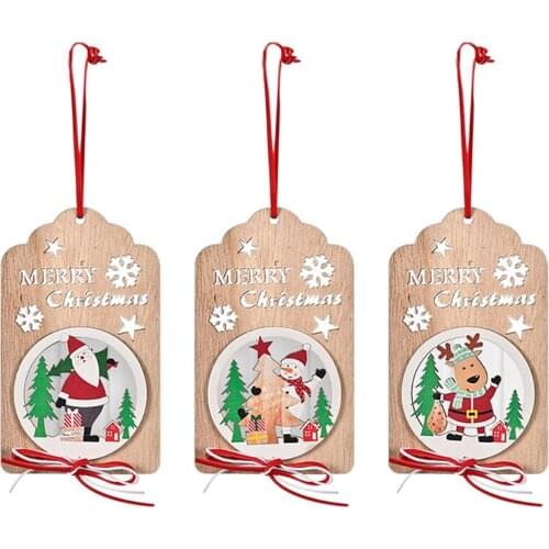 2021 Christmas Wooden Hollow Pendant Christmas Tree Hanging Decor 12*7CM Wooden Pendant For Home Office