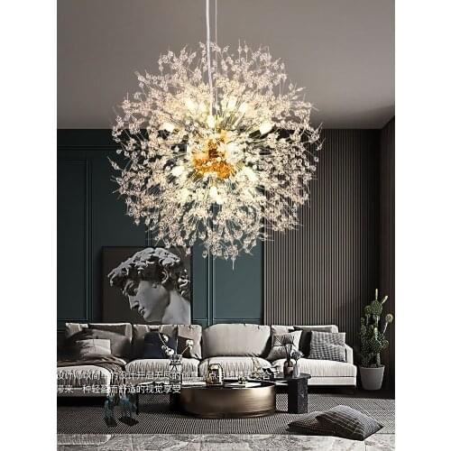 2021 Modern Crystal Dandelion Chandelier Lighting Pendant Lamp For Living Room Dining Room Romantic Home Office Decoration