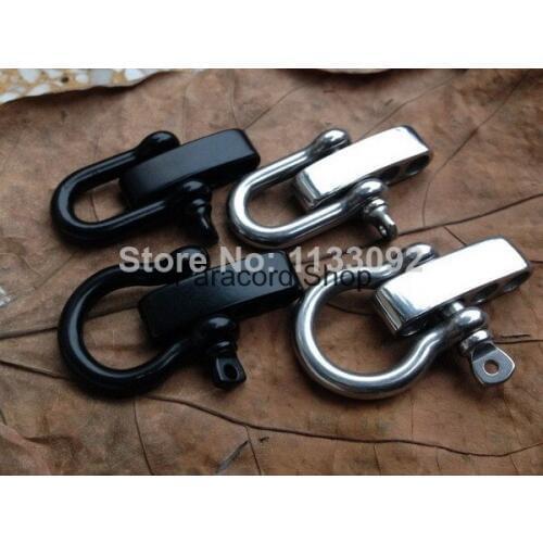 25pcs/lot free ship High Quality black stainless steel adjuster shackle U Shape Round Handle 5mm for paracord bracelet