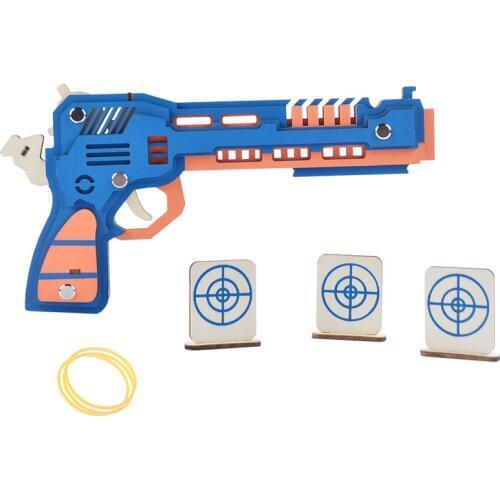 3D wooden assembled catapult rubber band gun simple childrens puzzle wooden puzzle toy primary school DIY pistol