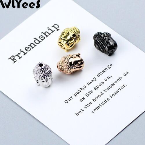 WLYeeS 4pcs Buddha head Pendant Copper beads Charm metal Loose beads For jewelry customization Necklace DIY bracelet Accessories