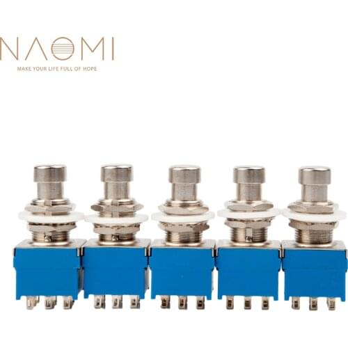 NAOMI 5PCS 9 Pin 3PDT Guitar Effects Pedal Box Stomp Foot Metal Switch True Bypass Guitar Parts Accessories