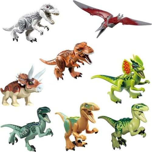 80pcs World Dinosaur Building bricks Block Pterosauria Triceratops Indomirus T-Rex Brick YG77001/YG77021