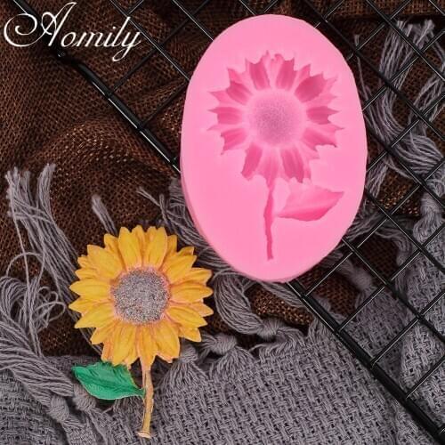 Aomily Sunflower Fondant Cake Molds Cake Decorating Tool Jelly Sugar Chocolate Moulds Baking Silicone Molds Bakery Accessories