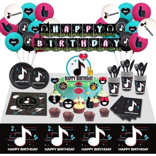 Music Party Decorations for Birthday Party Supplies Music Banner,Balloons,Cupcaker Toppe