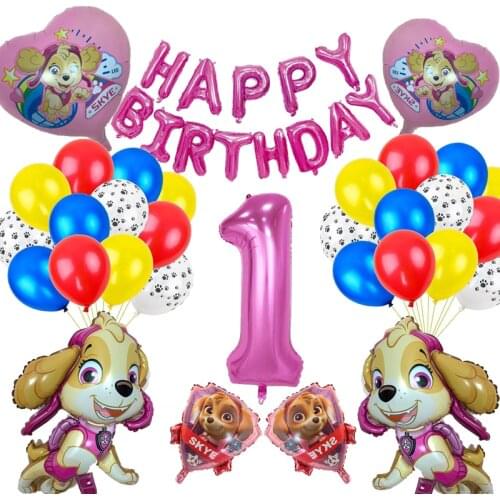 Paw Patrol Kids Toys Girls Ballons Action Figures Patrulla Canina Skye Model Children Birthday Party Balloon Deco Gifts Set