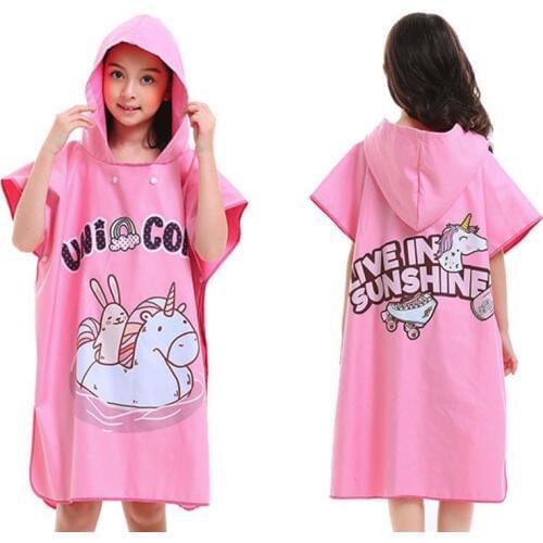 Children Microfiber Poncho Towel With Hood for Swim, Beach sports, Compact & Lightweight Beach Surf Poncho
