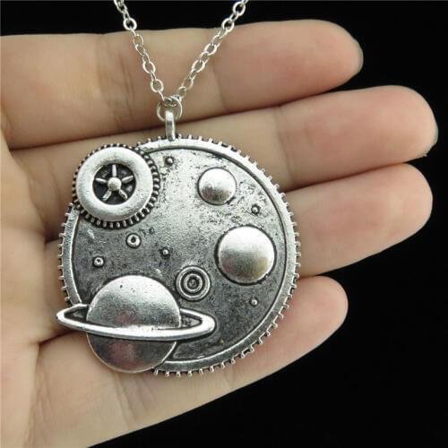 GLOWCAT Q14A00 Alloy Planet Earth Pendant Short Chain Collar Universe Necklace 18" Women Birthday Gift Jewelry Supplies
