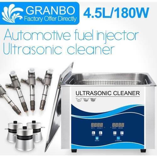 Granbo 4.5L 180W Car Injector Ultrasonic Cleaner for Car Parts Fuel Nozzle Metal Airbrushes Sprayer Oil Injector Remove Carton