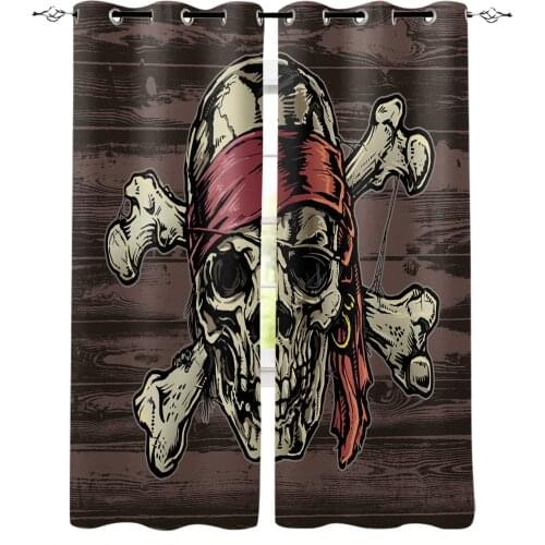 Pirate Skull Blackout Curtain Living Room Window Curtain Childrens Blackout Curtains for The Bedroom