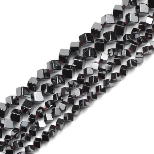 JHNBY 4/6MM Diagonal Cube Square Black Hematite Natural Stone Spacers Loose Beads For Jewelry Making Diy bracelets accessories