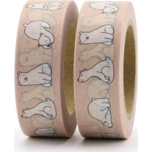 2PCS/lot Cute Kawaii White Polar bear Decor Washi Tape Paper DIY Scrapbooking Adhesive Tape Mask 1.5cm*10m School Office Supply