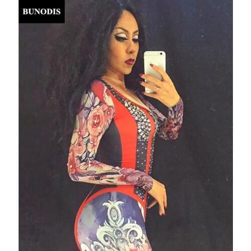 ZD005 3D Freehand Jumpsuit Sparkling Crystals Bosysuit Nightclub Party DJ Dancer Singer Clothing Stage Wear Costume Sexy Clothed