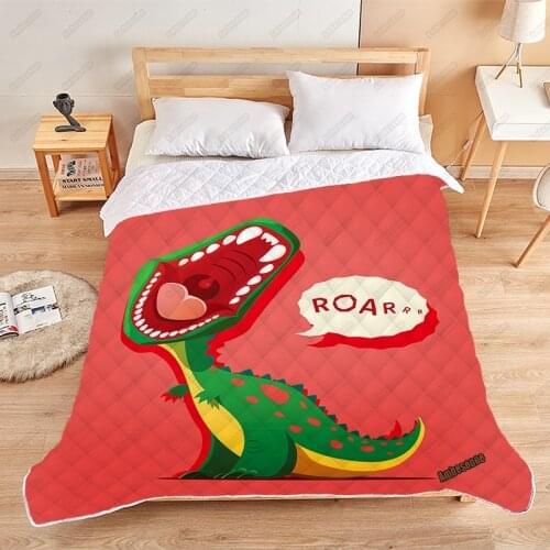 Print on Demand Summer Quilt Dinosaur Is Roaring Coverlet Thin Quilts Custom Bedspread one the bed Dorm Covers for Student
