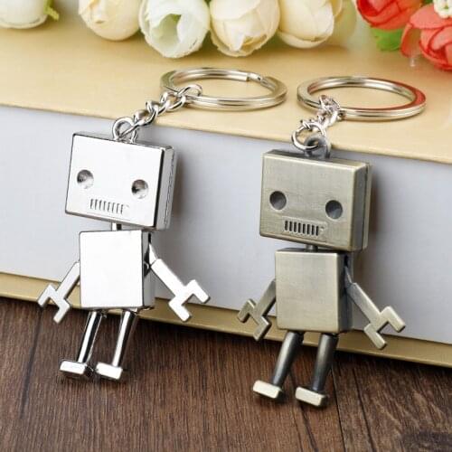 Cute Alloy Robot Keychain Creative kids Adults jewelry Bag Key Holder Trinket Gift Key Chains Key Ring Llaveros