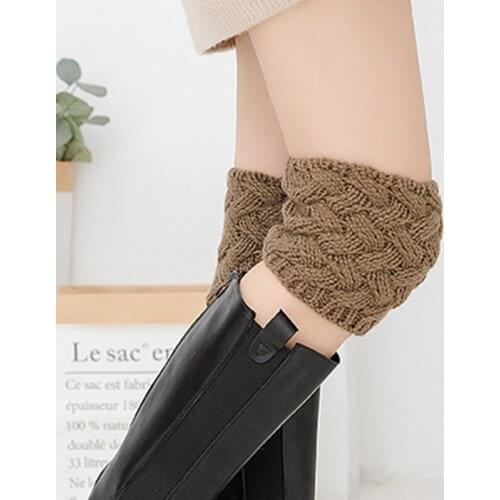 Fashion Ladies Women Thick Solid Color Winter Warm Crochet Knitted Boot Socks Leggings Toppers Leg Warmers For Hiking Skiing