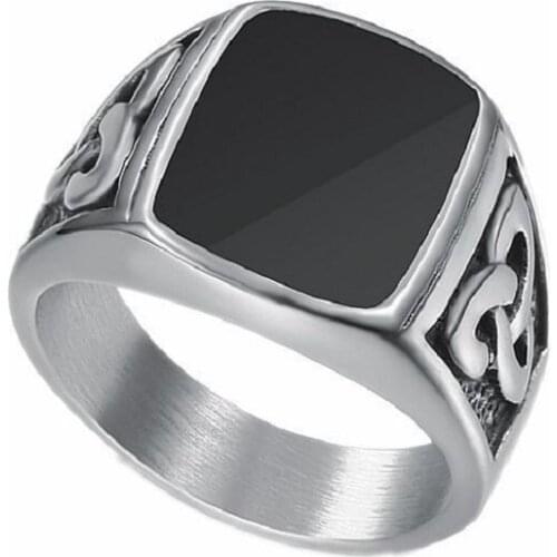 POTCET Mens Ring Stainless Steel Celtic Concentric Knot Titanium Steel Adjustable Retro Jewelry