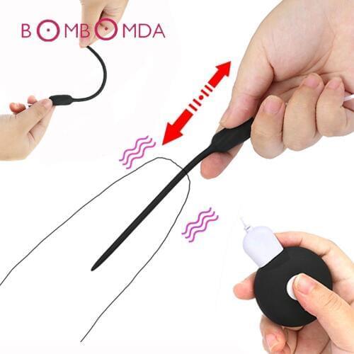 Men Masturbation Vibrator Penis Plug Silicone Catheter Urethral Plug Urethral Dilators Adults Sex Toys for Men Gay 20 Frequency