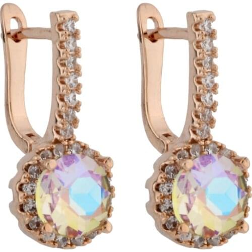 New Trend 585 Rose Gold Micro-wax Inlay Natural Zircon Drop Earrings Women Wedding Fashion Jewelry Cute Unusual Hollow Earrings