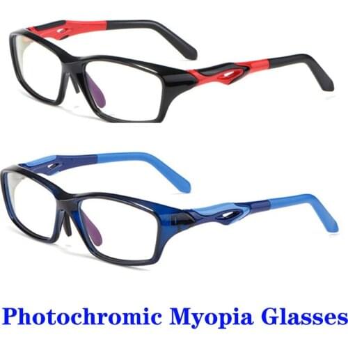 Men Women Photochromic Myopia Glasses Sweat Proof Water Resistant Sport Glasses TR Eyewear Frame Anti Slip Band Mirror Legs