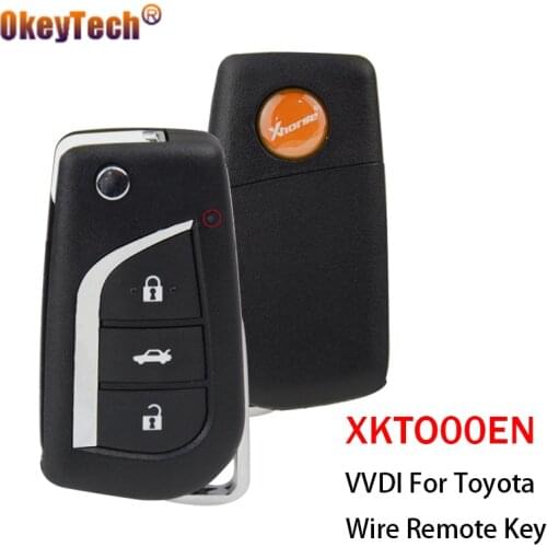 OkeyTech 3 Buttons Xhorse XKTO00EN Universal Wire Remote Car Key VVDI Key For Toyota Type Work with VVDI2 Tools English Version