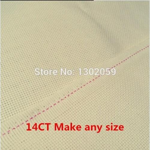 Wholesale 14CT 100X100cm Or 39.4X39.4 Inch Make Any Size Embroidery Fabric Beige Buff Cross Stitch Canvas Aida Cloth