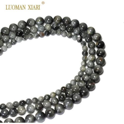 AAA+ Wholesale Hawks Eye Natural Stone Round Loose Beads For Jewelry Making Eagle 6/8/10 Mm DIY Bracelet Necklace Strand 15
