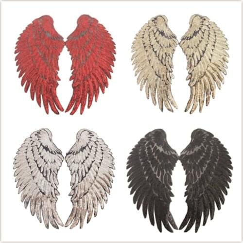 1Pair Bead Sequined Wings Sticker Clothes Patch T-Shirt Accessories DIY Sequins Bead Patch Sticker Affixed Adhesive