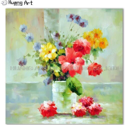 Handmade Impression Colorful Flower Oil Painting on Canvas Wall Painting for Bedroom Decor Little Daisy Modern Picture Art Gift