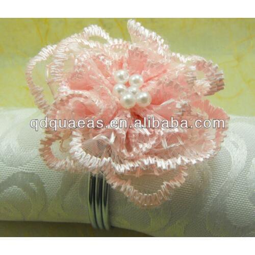 Pearl napkin rings beaded wedding made of lace, napkin holder