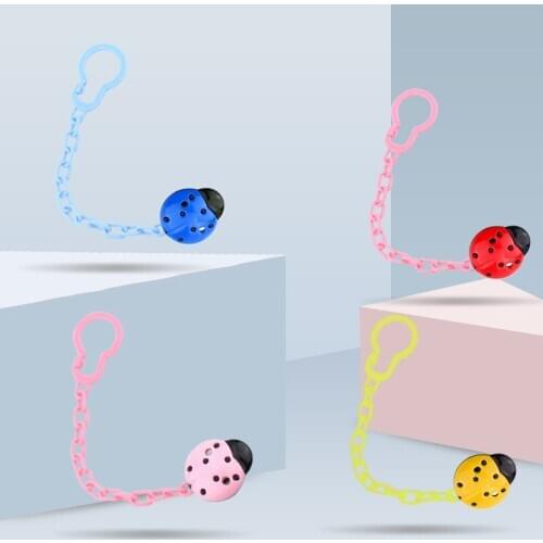 Plastic Pacifiers Clip Leashes Cartoon Five-Star Ladybug Case Chain Anti-Drop Baby Fake Teether Nipple Holder Speenkoord 24cm