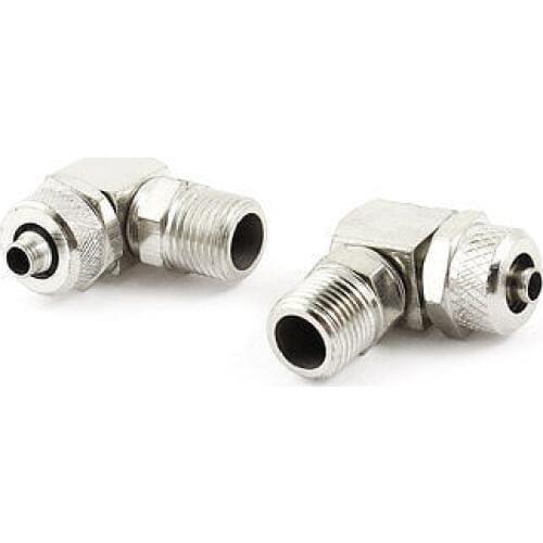 2 Pcs 10mm Male 1/8" BSP Thread 4mmx6mm Pneumatic Air Hose Elbow Quick Coupler Coupling
