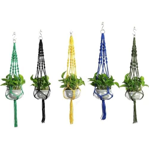 Basket Liners Tassel Flower Pot Net Hand-Woven Multicolor Wall Hanging Planter Basket Suitable for Indoor and Outdoor Decoration