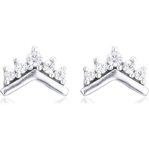 QANDOCCI Tiara Wishbone Stud Earrings 100% 925 Sterling-Silver-Jewelry Free Shipping