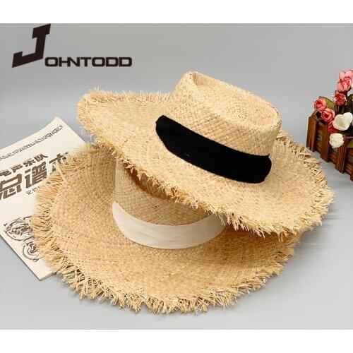 New style ladies oversized hat big brim hat 20cm raffia sun hat wide brim beach hat lady soft straw cap wholesale Dropshipping