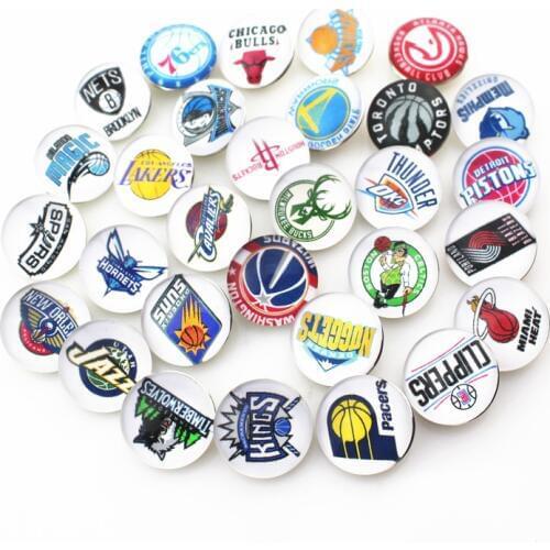 Mix basketball Team sports snap button charms fit 18mm ginger snap bracelets necklace snaps jewelry 50pcs/lot