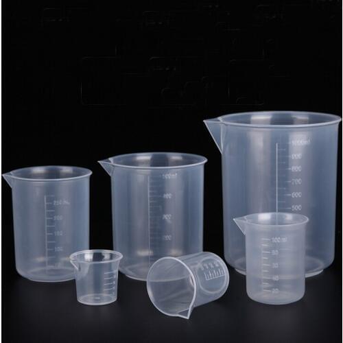 （10 pieces/lot) 25ml-1000ml Food Grade PP plastic Beaker with scale Polypropylene Beak School laboratory Supplies