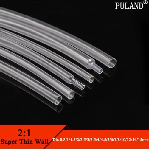 Diameter 0.8mm ~ 15mm Super Thin Wall Flexible Earphone Line Heat Shrinkage Tube Cover Professional Audio Wire Sleeve Wrap Clear